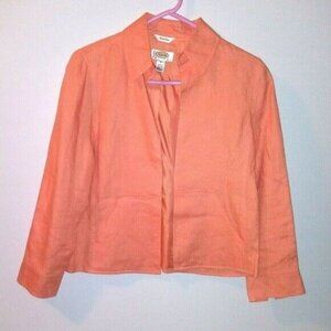 Talbots Womens Jacket Irish Linen FRONT OPEN Peach color 100% Linen SHACKET